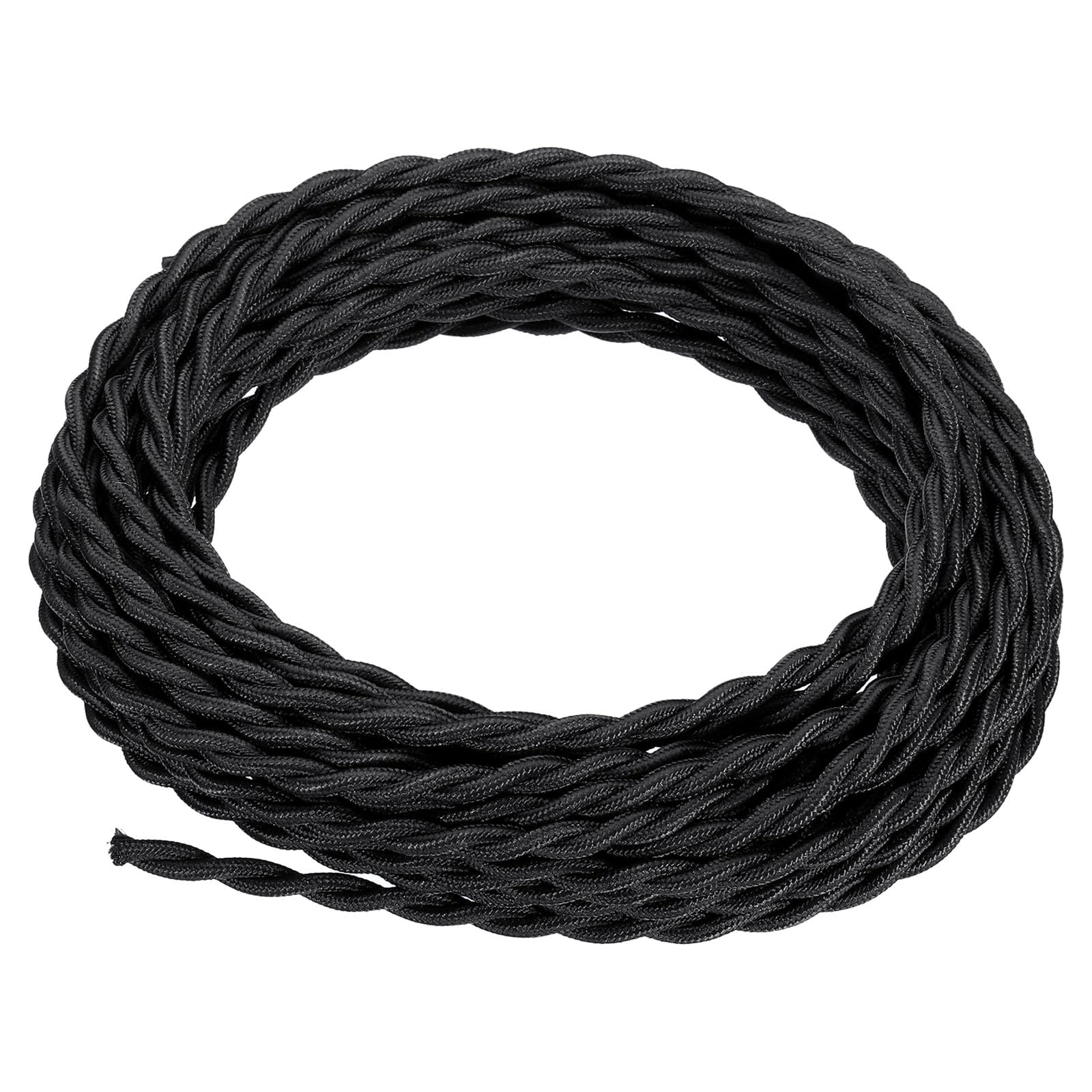 YOKIVE Twisted Cloth Covered Wire, UL Listed 2-Conductor Braided Cable, Keep Electronic Operation, Great for Industrial Bulb (Black, 30Ft, 18AWG)