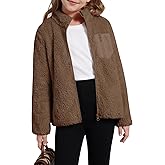 Patgoal Girls Fleece Jacket Zip Up Outerwear Warm Fuzzy Fall Winter Coat with Pocket for Kid Ages 5-14