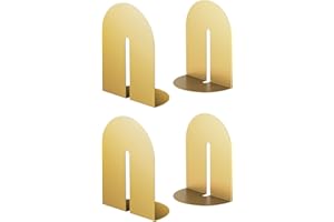 Ondeam Runway Gold Bookends for Books,2 Pair Metal Book Holders for Office Shelves Adults & Kids Gift(Gold*2)