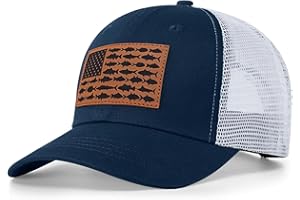 NAICISSISM American Fish Flag Trucker Hats - Fishing Gifts for Men - Outdoor Snapback Fishing Hats Perfect for Camping and Daily Use