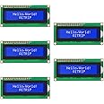 AITRIP 5 pcs HD44780 1602 LCD Display Module DC 5V 16x2 Character LCM Blue Blacklight for Arduino Also Compatible with Raspberry Pi STM32 DIY Maker Project(Without Adapter Chip)