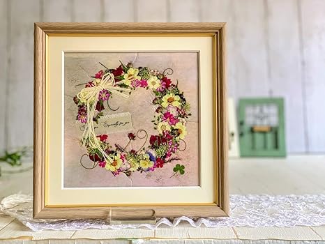 Amazon 母の日 やインテリアにもピッタリ おしゃれなリース押し花額０2 フラワーアレンジメント オンライン通販