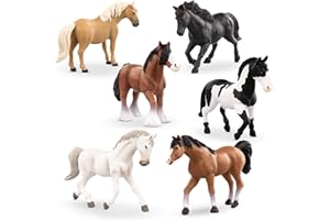 Terra by Battat – 6pcs Realistic Horse Figurines Set – 6-Inch Plastic Animal Toys with Arabian, Clydesdale, Paint Horses – Educational Farm Toys for Kids Ages 3+ – Party Favors & Gifts