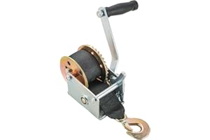 ATPEAM Boat Trailer Winch with 5m Black Strap | Heavy Duty Hand Winch Manual Winch with Crank Handle for Towing, Ideal for Tr