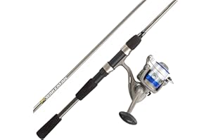 Fishing Rod & Reel Combo -6’6” Fiberglass Pole, Spinning Reel- Bass, Trout & Lake Fish-Spooled with 10lb Test-Action Series by Wakeman Outdoors