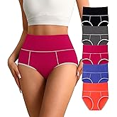 K-CHEONY High Waisted Cotton Underwear for Women Tummy Control Ladies Panties Breathable Full Coverage 5Pack