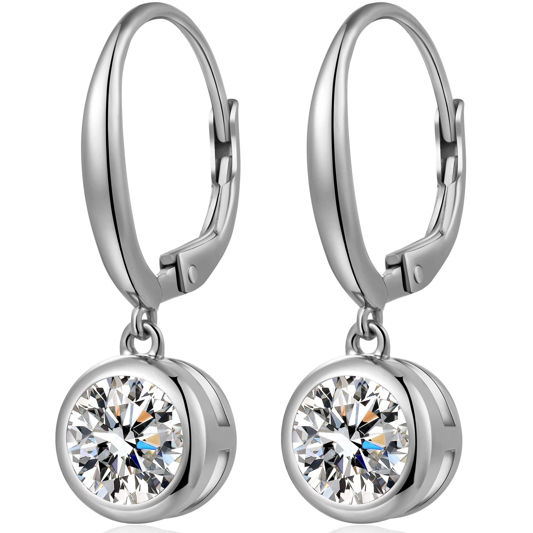 Earrings Diamond Earrings Cubic Zirconia Earrings Halo Earrings Diamond Studs Sterling Silver Cubic Zirconia Halo Stud Earrings Nickel-Free Diamond Earrings Women Men Earrings Studs Silver