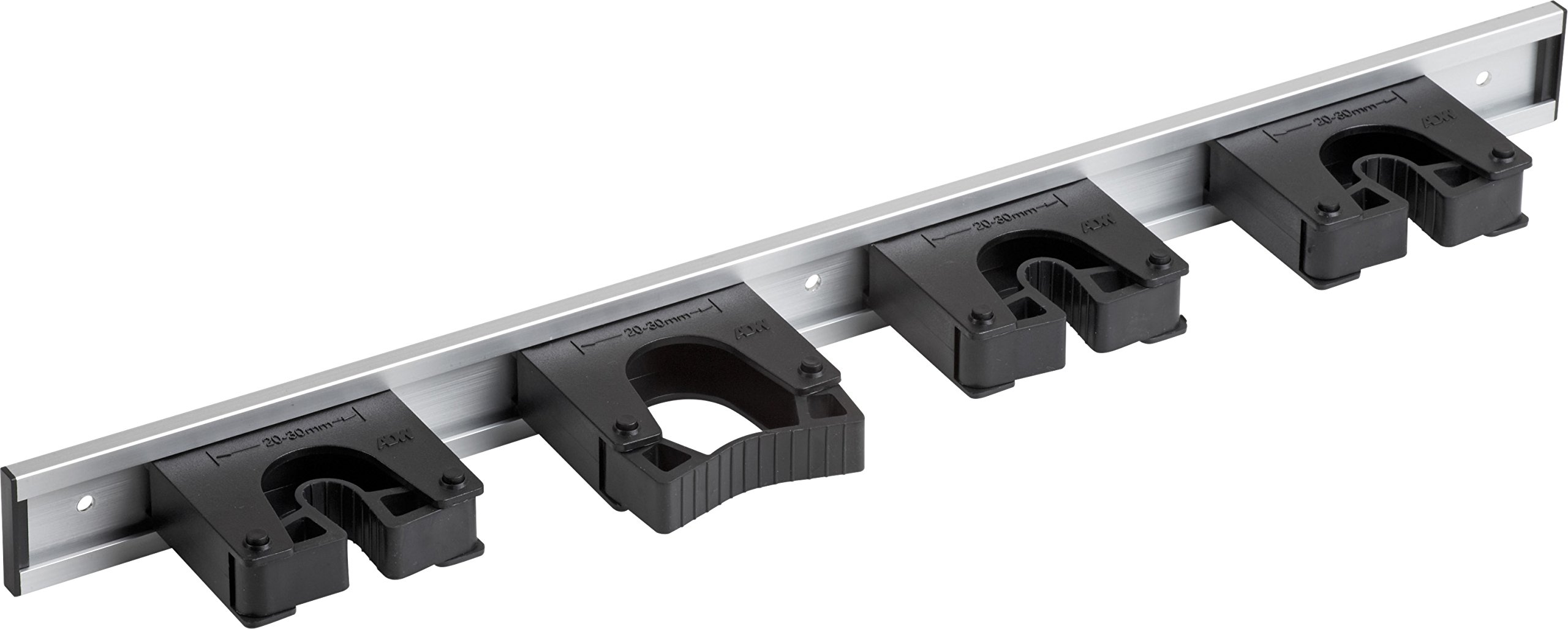 Meister 9953140 Tool Rail 510 mm - Tool Rail & 4 Device Holder - Aluminium - Easy to Assemble/Tool Holder/Tool Holder for Garden Tools/Sturdy Tool Bar for Wall Mounting