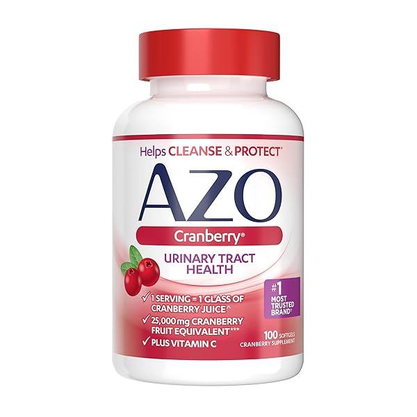 AZO CRANBERRY SUPPLEMENT, MADE WITH CONCENTRATED WHOLE FRUIT CRANBERRY POWDER TO HELP CLEANSE AND PROTECT THE URINARY TRACT*, SUGAR FREE CRANBERRY PILLS, NON-GMO, 100 SOFTGELS