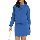 Casly Lamiit Women's 2 Piece Skort Set Athletic Tracksuit Short Tennis Skirt Zip Up Hooded Sweatshirt Active Outfits