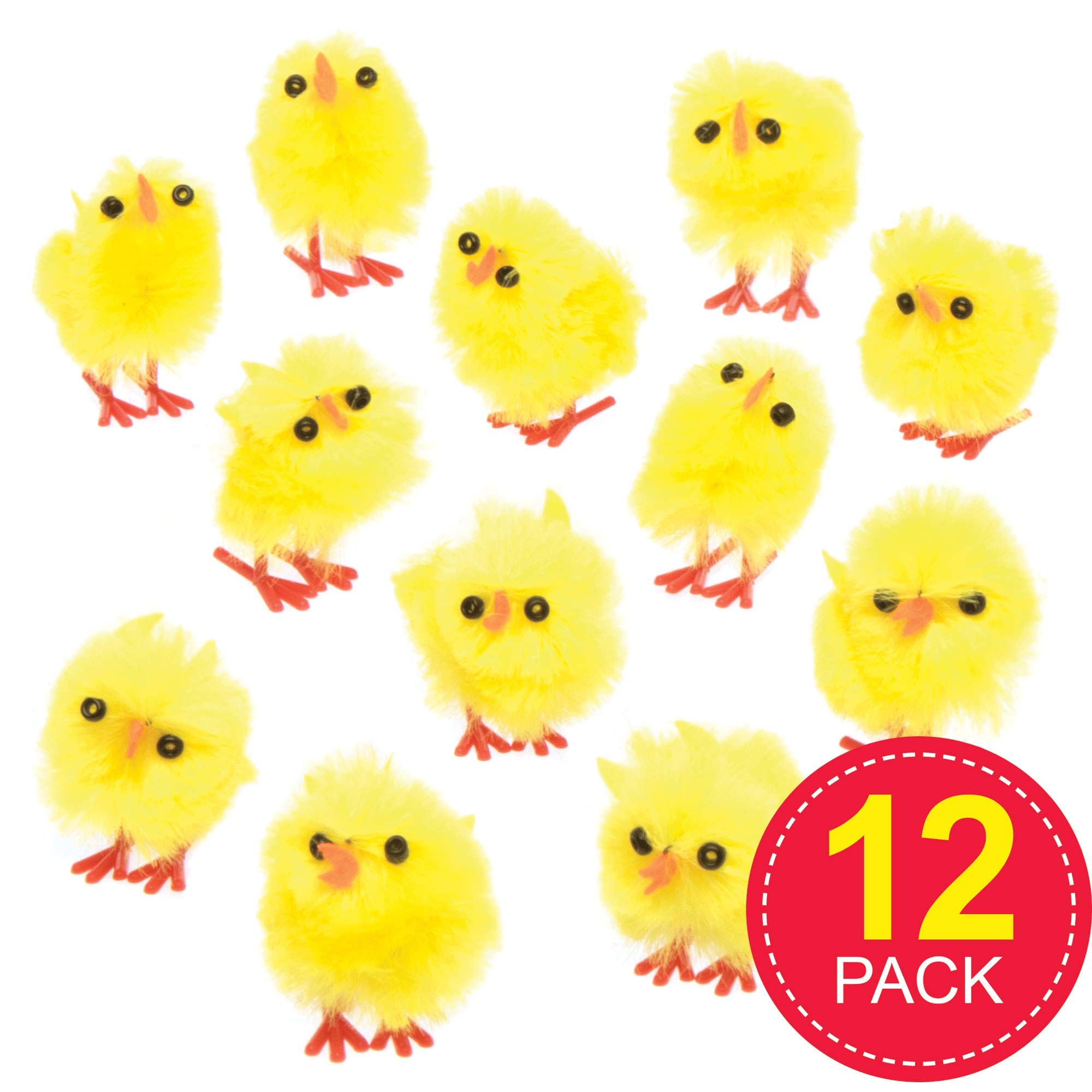 Baker Ross Mini Fluffy Chicks - Pack of 12, Easter Crafts, Craft For Kids (E432)