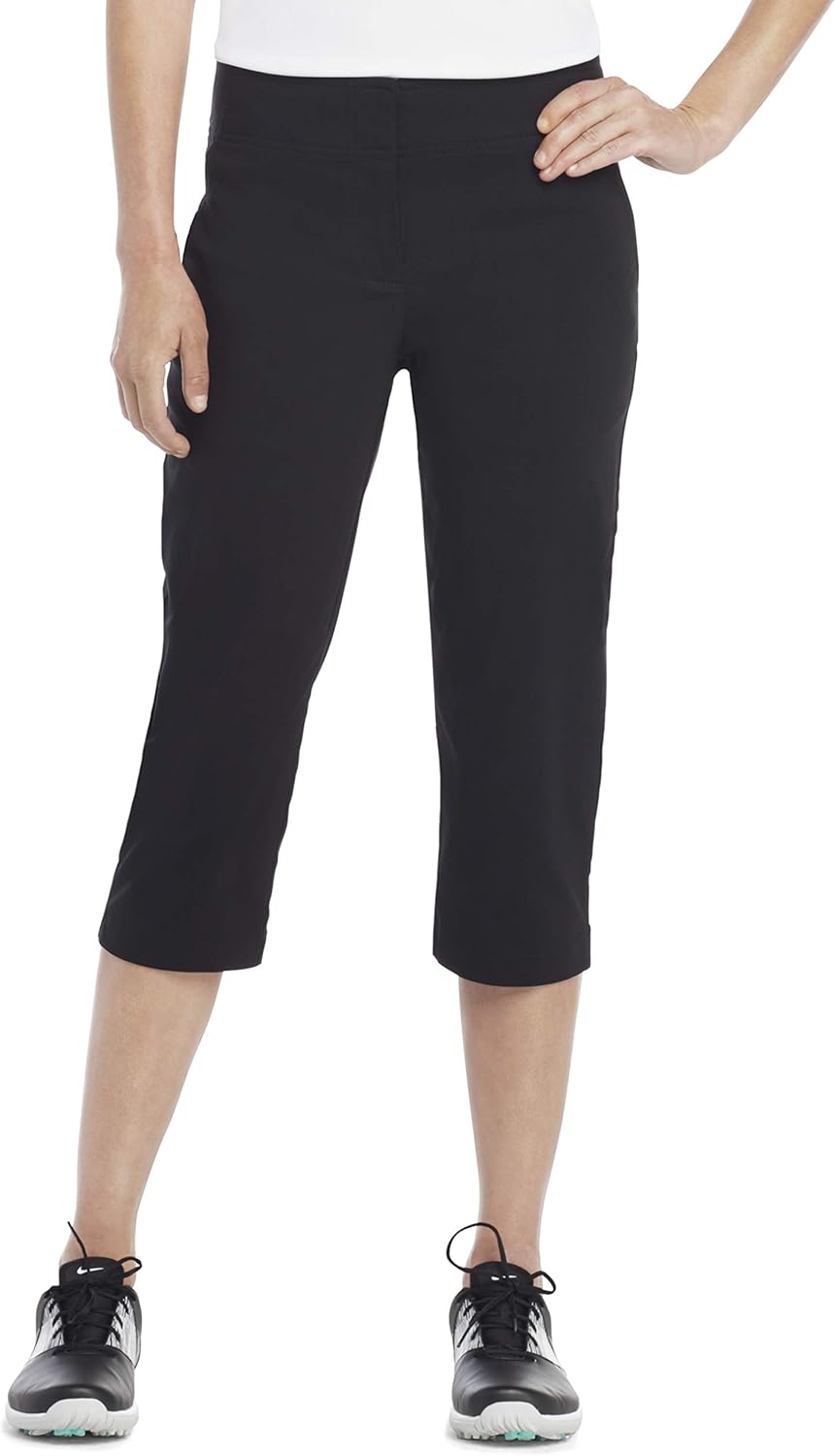 Izod Women's Golf Stretch Capri Pant with Pockets, Black, 14 Amazon.co