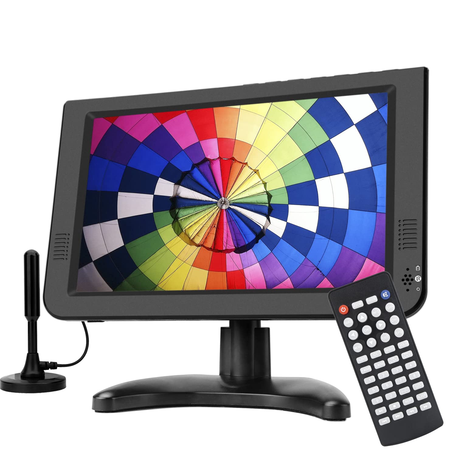 GJY Portable TV,10.6 inch Mini TV for ATSC Digital Tuner,Built-in Rechargeable Battery,2 Antenna,USB/TF Card Slot,AV,HDMI Port,12Volt TV for Kitchen,Caravan,Camping