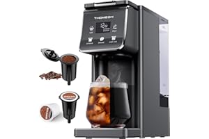 TWOMEOW K Cup Coffee Maker With Bold Setting, Single Serve Hot & Iced Coffee Maker for K-Cup and Grounds, 52oz Removable Water Tank, 6 to14oz Brew Sizes, Pod Coffee Machine With Reusable Filter, Gray