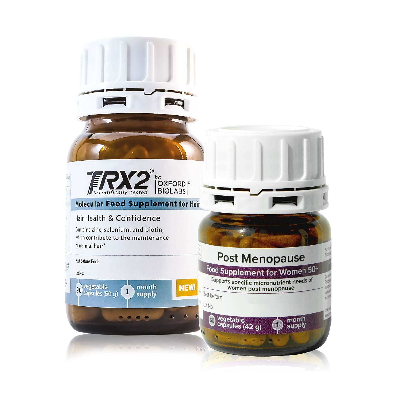 TRX2 Post Menopause Hair Pack - Nourishes Mature Female Hair - Hair Loss Regrowth Treatment for Women With Thinning Hair Due to Menopause – With Biotin - Naturally-based - Vegetarian - 1 Month Supply