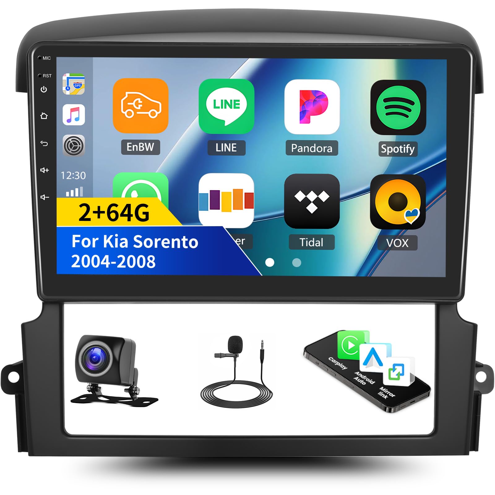 Photo 1 of [2+64G] Android Car Stereo for Kia Sorento 2004-2008 with Wireless Carplay&Android Auto,9 Inch Touch Screen Car Radio with Bluetooth FM/RDS Radio EQ WiFi GPS Dual USB+Backup Camera