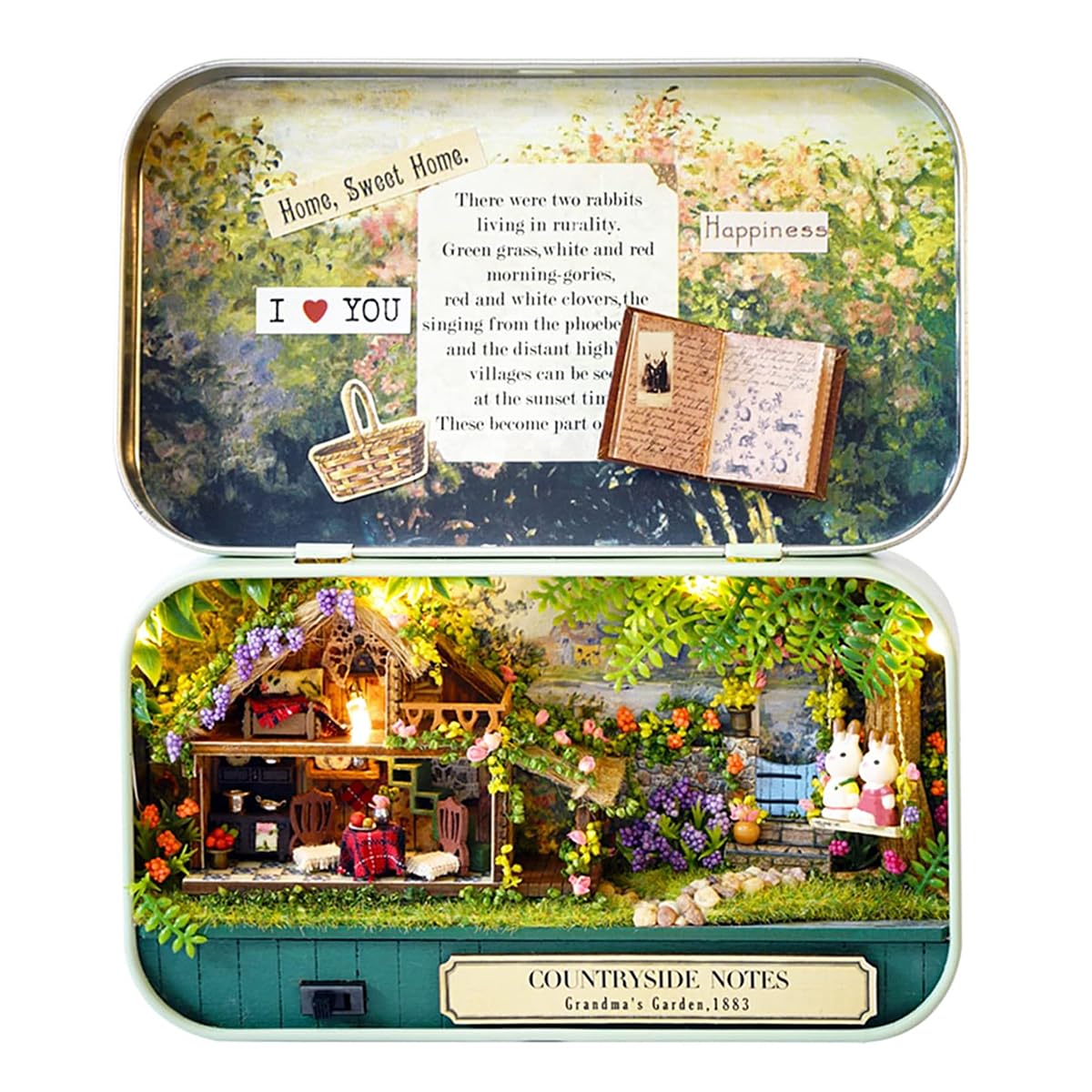 Sarini Box Theatre Miniature Kit, Doll house Kit with Furniture, Creative Handmade Crafts for Teens and Adults, Gift for Birthday, Valentine's Day Father's Day