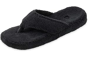 Acorn Women's Spa Thong Slippers with Cloud Contour Comfort - Arch Support and Plush Fluffy Terry Lining, Perfect for Beach, Camping, Poolside, or Bathroom Wear