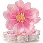 Newtay 50 Pcs Flower Shape Paper Plates Floral Party Decorations Floral Disposable Party Plates for Baby Shower Wedding Birthday Summer Dinner Party Tableware Supplies Decoration