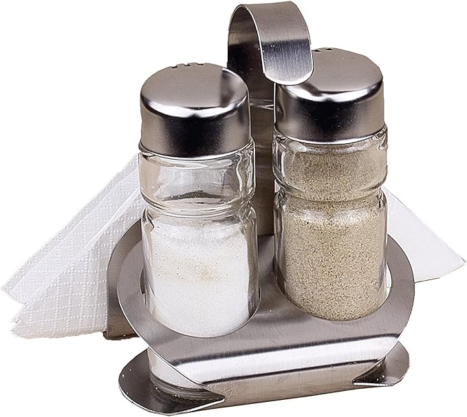 Salt & Pepper Shakers with Napkin Holder Set, 3.25Inch Kitchen & Dining