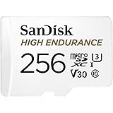 SanDisk 256GB High Endurance Video microSDXC Card with Adapter for Dash Cam and Home Monitoring systems - C10, U3, V30, 4K UH