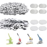 Happizza 500 Sets Metal 25mm(1 inch) Blank Button Supplies Button Parts, 25mm Buttons Parts Badge Kit for Butons Maker Machine, Including Metal Shells Paper&amp;Clear Film