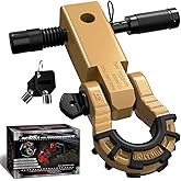 AUTMATCH Shackle Hitch Receiver 2" with 3/4" Mega D Ring Shackle and 5/8" Trailer Hitch Lock Pin, 68,000 Lbs Break Strength Heavy Duty Receiver Towing Kit for Off-Road Vehicle Recovery, Gold
