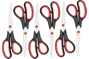 SoaKoa Scissors Set of 6-Pack, 8" Scissors All Purpose Comfort-Grip Handles, Sharp Scissor for Office Home School Craft Sewin