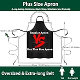 umbom 2 Pack Plus Size Apron Black Polyester 2 Pockets Adjustable Large view 2