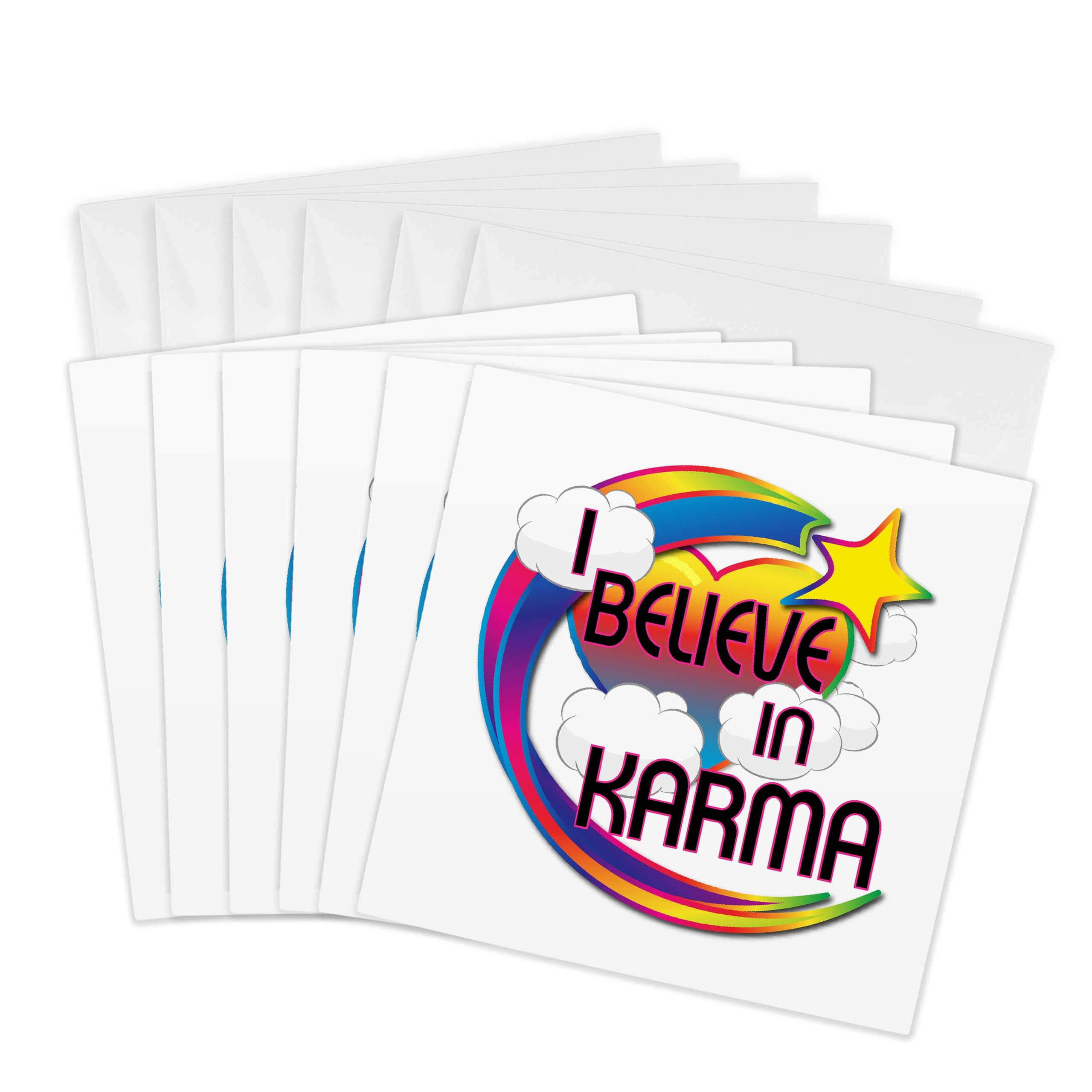 3dRose gc_166624_1 6 x 6-Inch"I Believe in Karma Cute Believer Design" Greeting Card (Pack of 6)