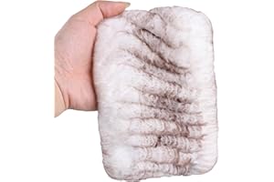 BOONJOVIA Rex Rabbit Fur Knitted Headband - Winter Fashion Ear Warmers Neck Warmer Snood Scarf (White Frost, One Size)