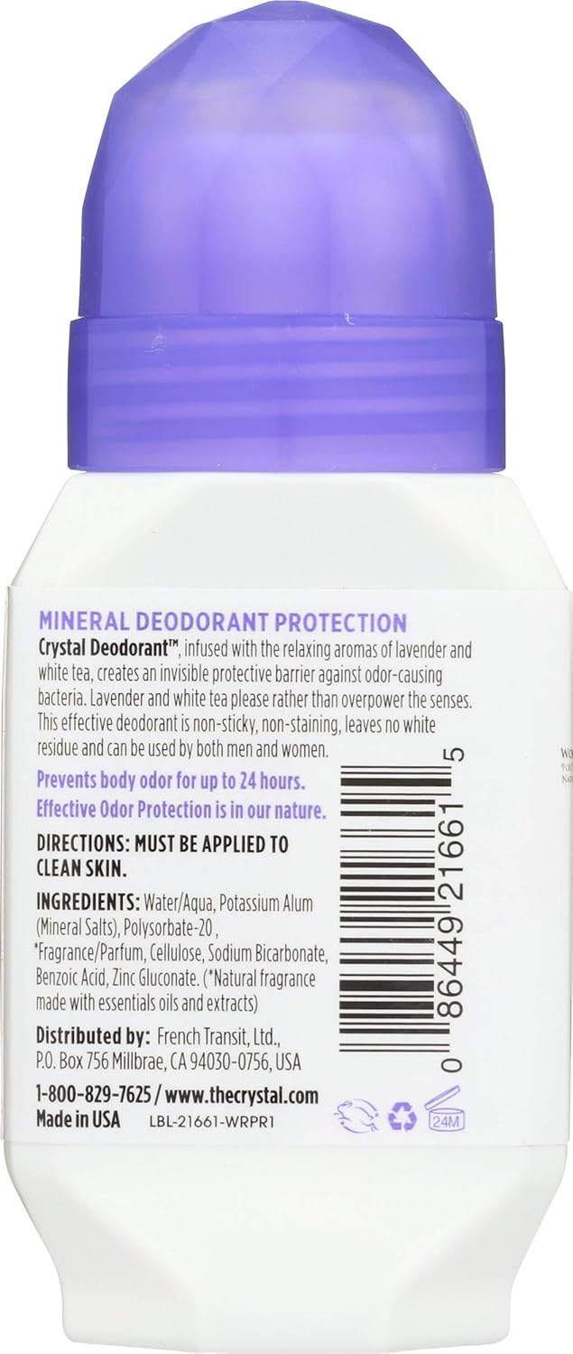 Crystal Mineral Deodorant Roll-On, Lavender & White Tea 2.25 oz: Health & Personal Care