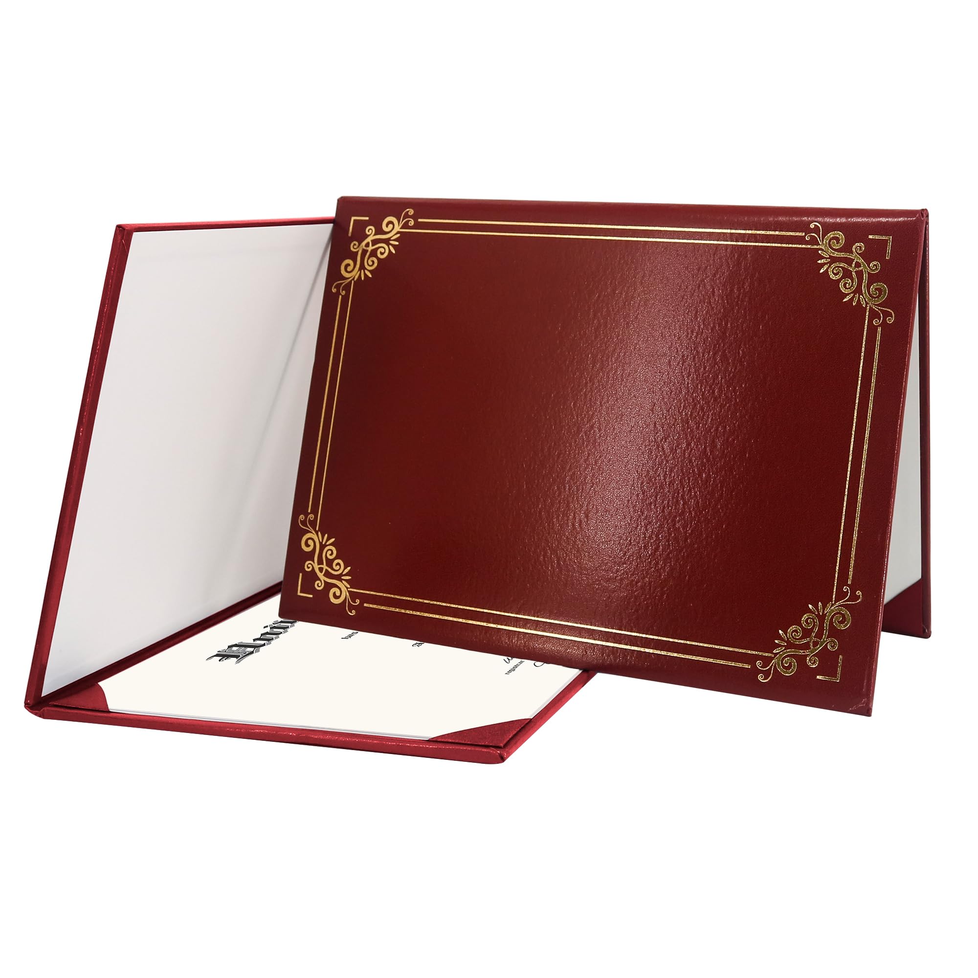 GraduationMall Diploma Cover Certificate Holder with Gold Foil Border for A4 Award Paper Classic Smooth Maroon