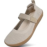 Elvora Women's Barefoot Mary Jane Flats - Wide Toe Box & Round Toe Knit Ballet Flat Shoes, Comfortable Dressy Casual Office Shoes