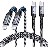 SUNGUY USB-C to Lightning Cable 3FT, 2-Pack [MFi Certified] iPhone Fast Charging Cable, USBC iPhone Charger Cord, Compatible 