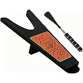 Cyllhider Boot Jack for Cowboy Boots | Wide opening fits cowboy &amp; work boots. 2-in-1: boot jack &amp; shoe horn. Solid wood, leather rose inlay. Gift for men &amp; seniors.