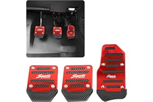 yonwait 3 PCS Nonslip Car Pedal Pads, Aluminum Auto Manual Transmission Brake Pad Cover, Sports Gas Fuel Petrol Clutch Foot Pedals, Car Replacement Accessories Universal for Car, SUV, ATV (Red)