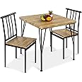 Best Choice Products 3-Piece Dining Set Modern Dining Table Set, Metal and Wood Square Dining Table for Kitchen, Dining Room, Dinette, Breakfast Nook w/ 2 Chairs - Brown