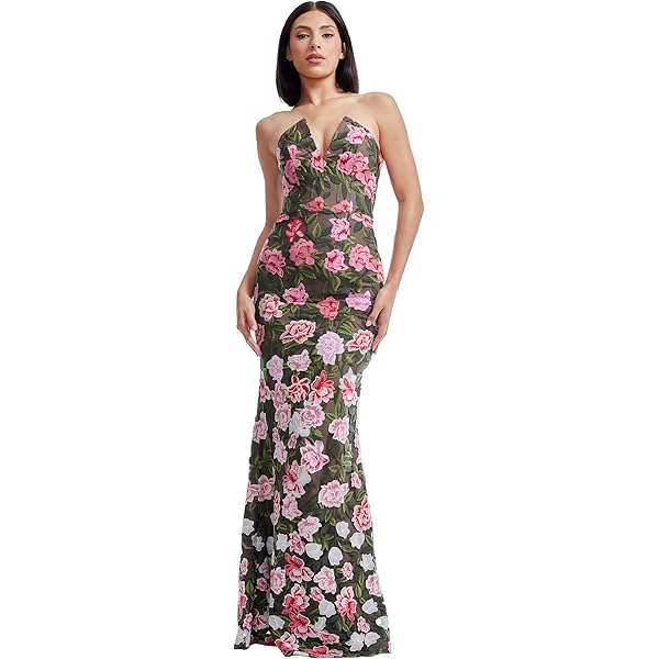 dress the population anabel sweetheart embroidered gown Sweetheart Neckline Long Dress T1500 by Nox Anabel 0 / Black main image 1