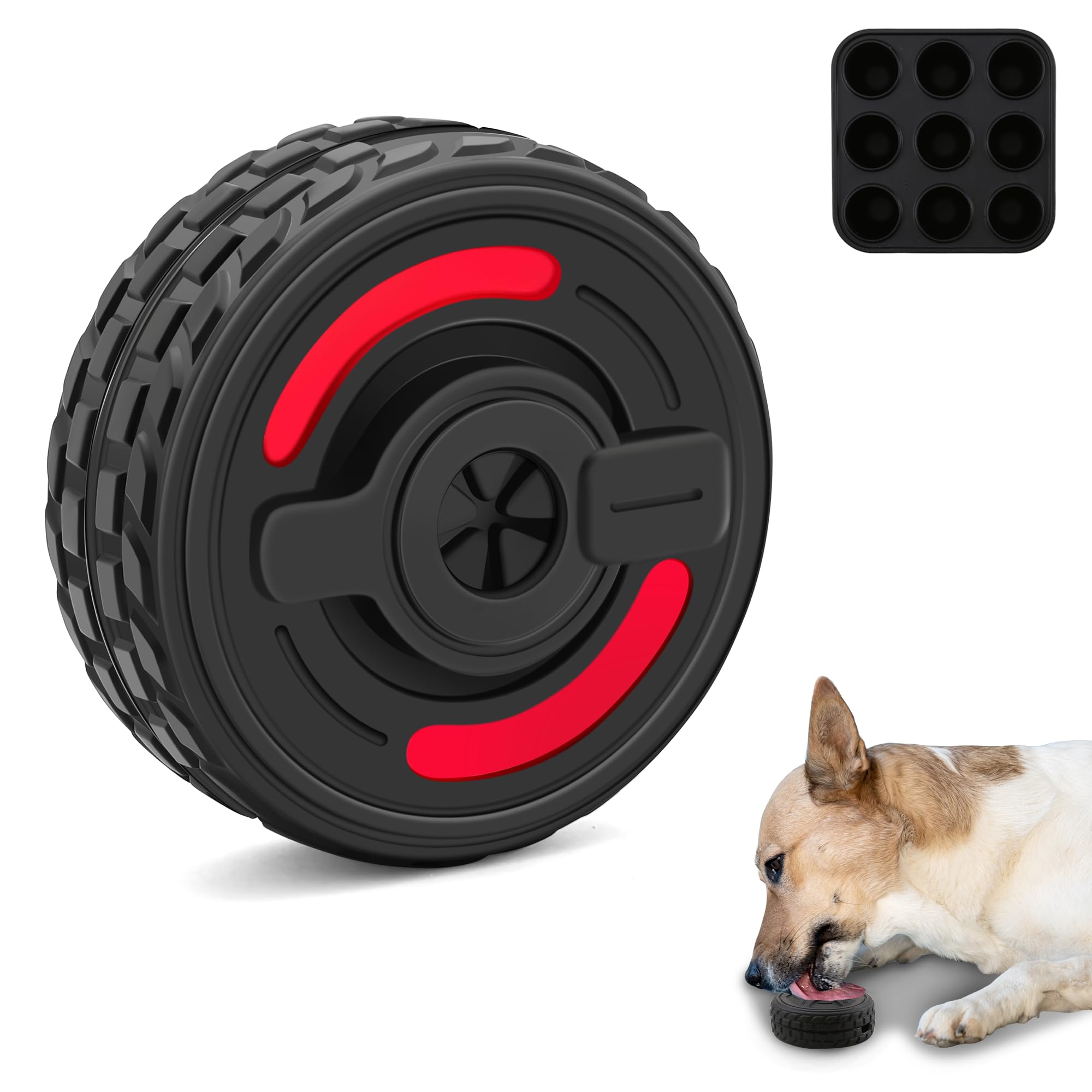 PETFROH 3-in-1 Dog Treat Toy for Aggressive Chewers - Natural Rubber Enrichment, Chew, Bully Stick Holder, Lick Toy With Silicone Mold