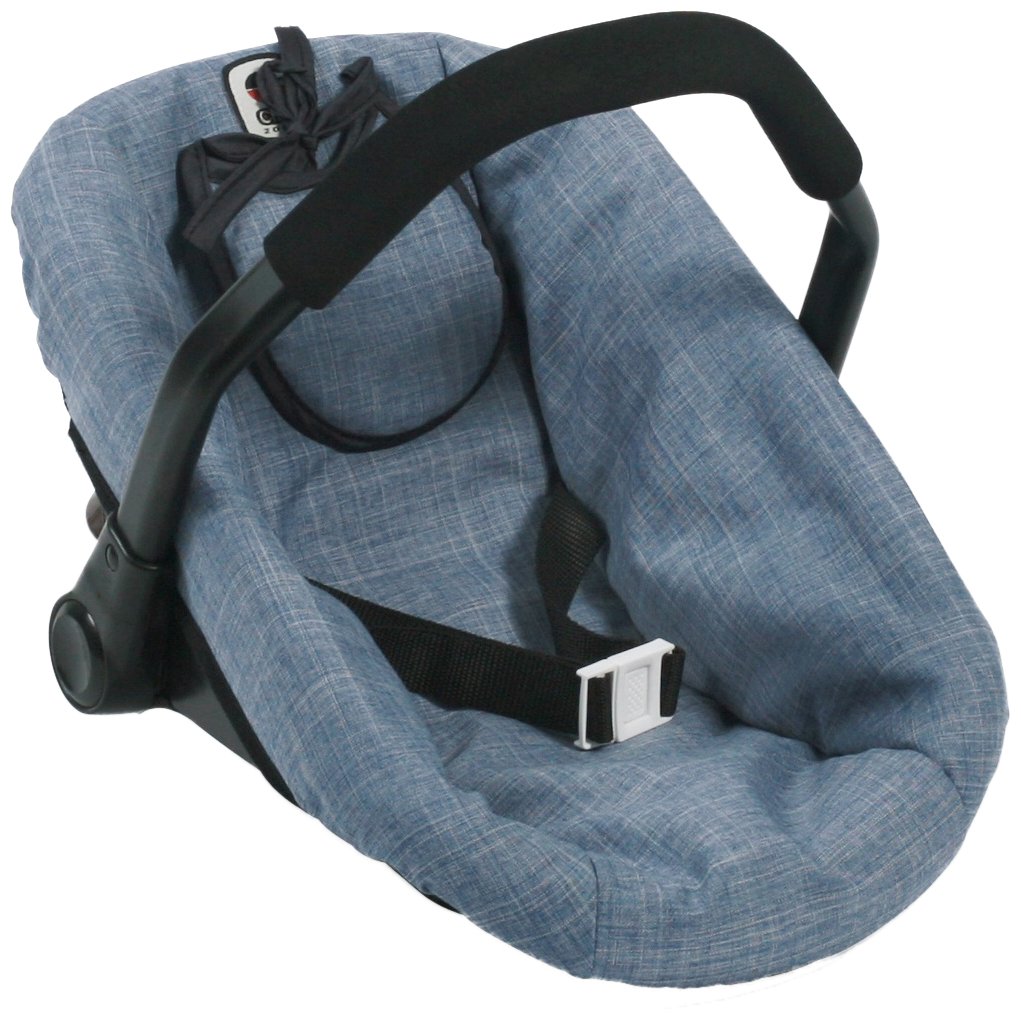 blue doll car seat