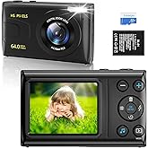 Digital Camera, 4K 64MP Digital Point and Shoot Camera with 18X Zoom Compact Vlogging Camera for Teens, Adults Boys Girls Kids Anti Shake, Auto Focus, 32GB Card