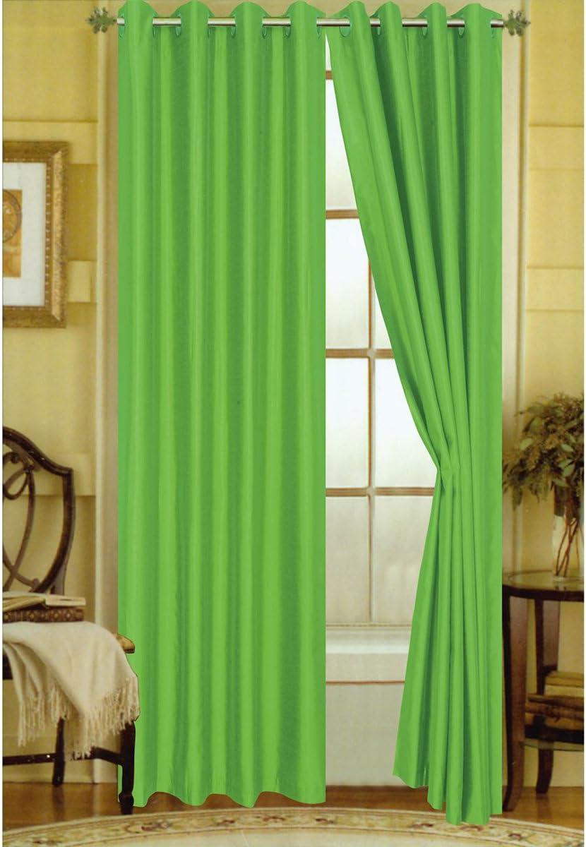 Editex Home Curtain Faux Silk Panel with Grommets, 108", Neon Lime
