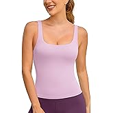 BAYDI Clouduxi Tank Tops with Built in Bras-Square Neck Workout Tops Padded Yoga Shirts Gym Athletic Sleeveless Camisole