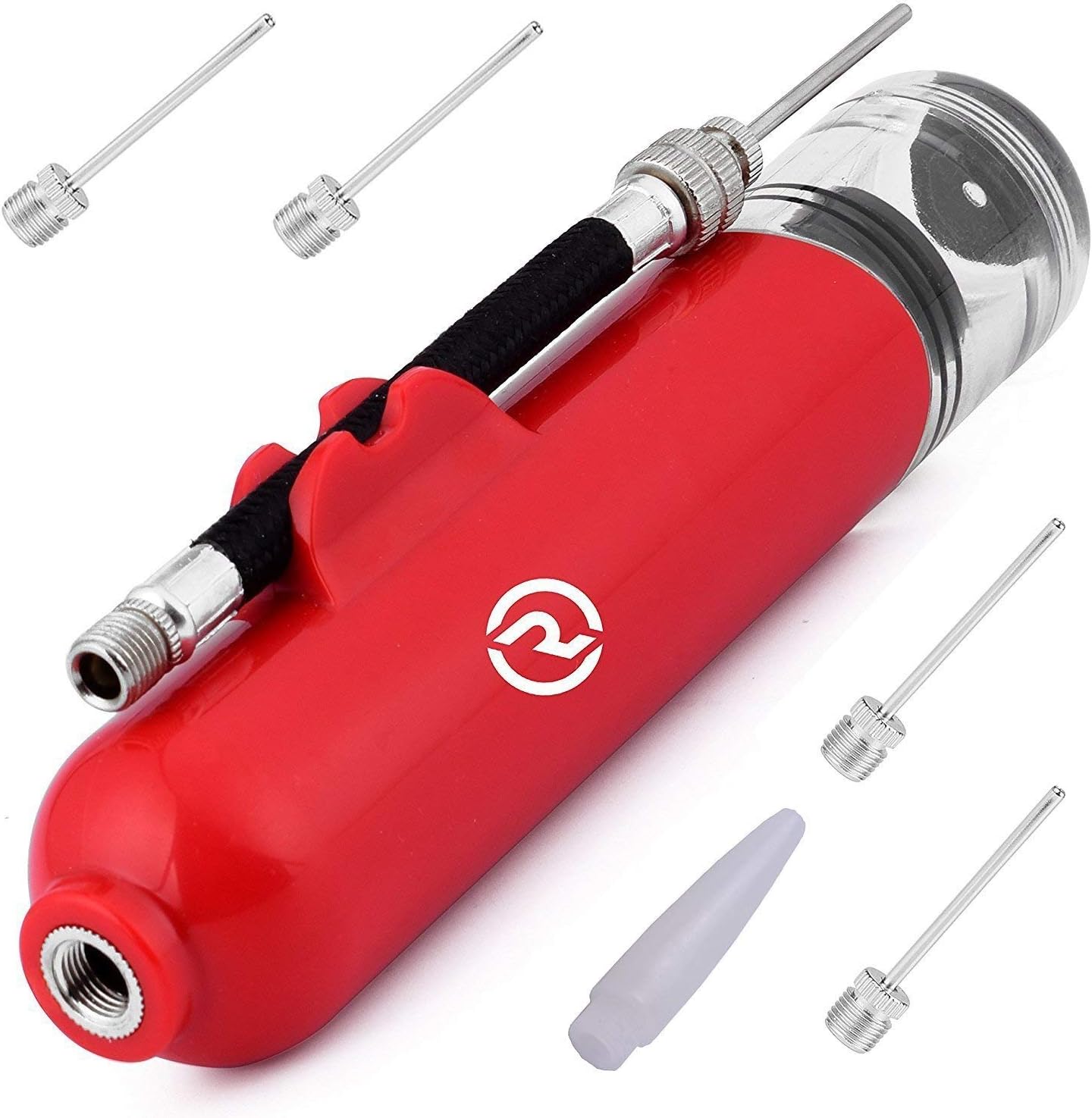 REVIVL Ball Pump with 5 Needles and 1 Nozzle - Air Pump for Inflatables, Basketball, Soccer, Volleyball, Football, Sport Ball - Dual Action for Faster Inflation - Just 6 Inches Small with Hose Holder : Sports & Outdoors