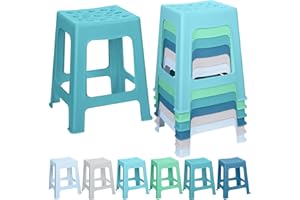 TURSTIN 6 Pack Plastic Stools 16.9 Inch Nesting Stools 6 Color Portable Backless Bar Stool Flexible Seating Chairs for Classroom Office Home