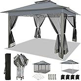 COBIZI 12x12 FT Pop up Gazebo on Clearance Outdoor pop up Canopy Tent,carpas para Patio, Shelter Tents with Netting &amp; Portable Carry Bag, Patio Gazebos for Camping, Garden &amp; Lawn, Darkgrey(Upgraded)