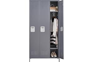 FLIXELIO Lockers for Employees,3 Doors 72" Large Metal Locker Cabinet,Lockable Wall Lockers with Shelf,Steel Storage Locker for School Gym,Home,Office,Grey