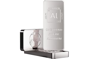 One Bar of 1 Pound (lb) Aluminum Bar Bullion Paperweight with Element Design | .999 Pure Made in USA by Unique Metals