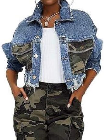 cropped denim jacket camo